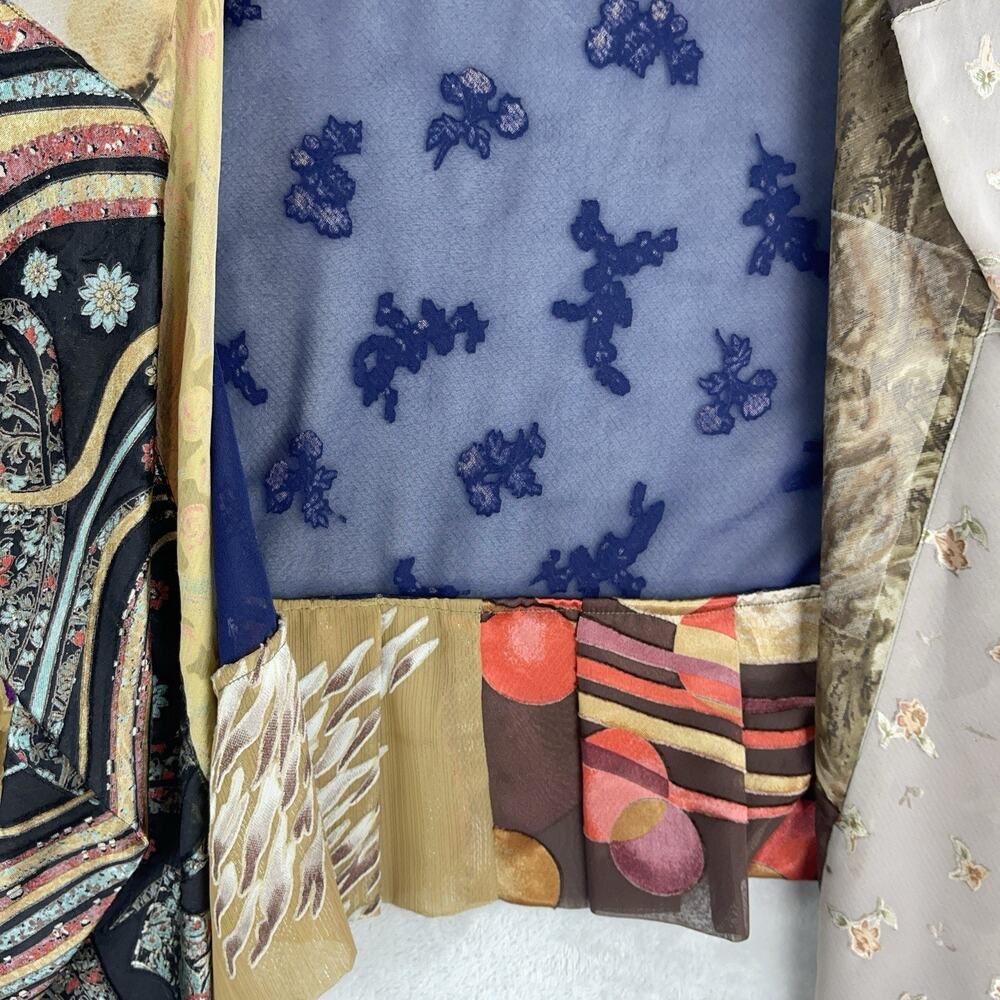 Vtg Sterling Styles Kimono Cardigan One Size Patchwork ArtSilk Sheer Whimsygoth - Picture 6 of 12